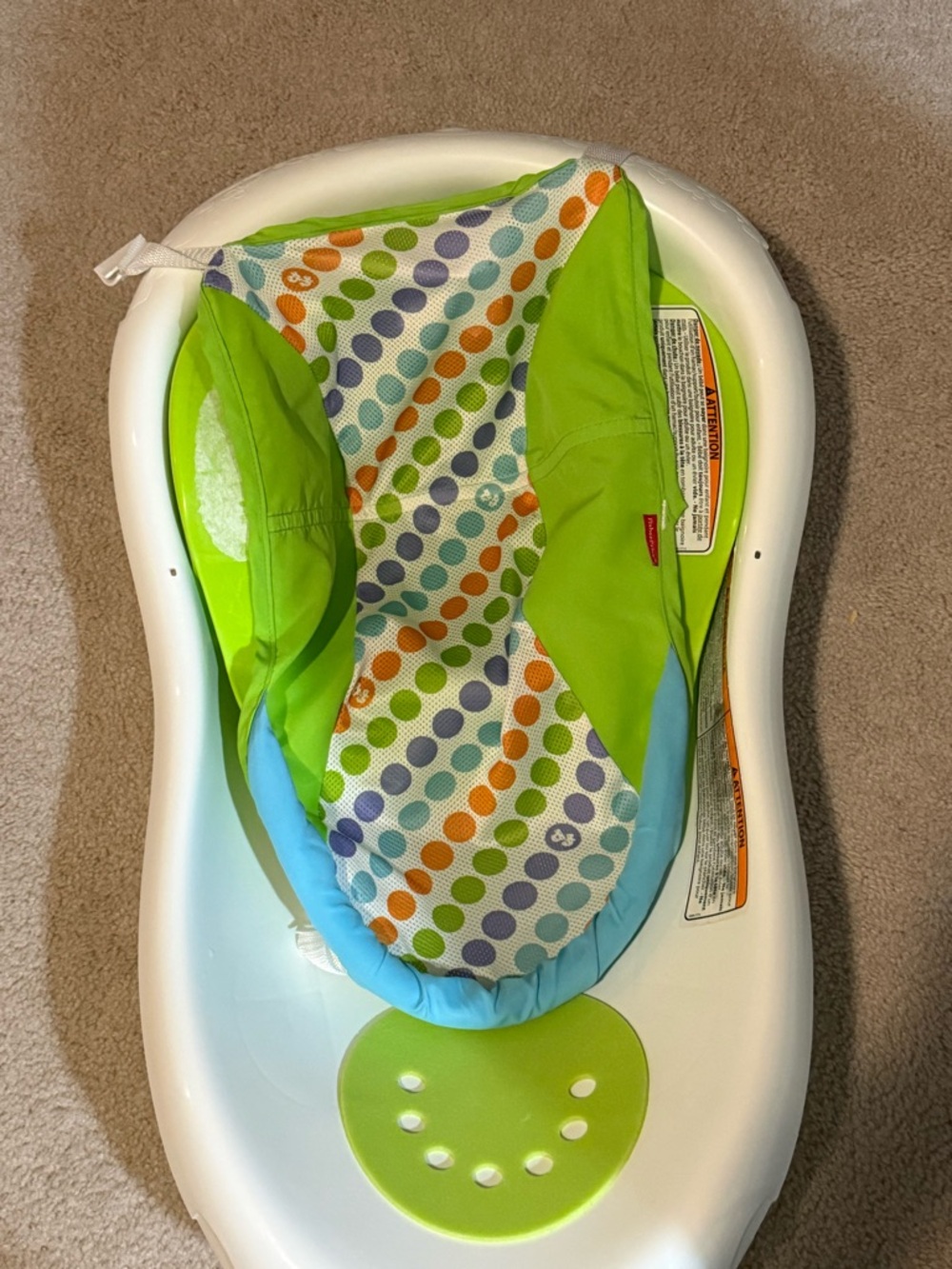 Fisher-Price Green, Blue, Orange, Purple and White Polka Dot Infant Seat Liner